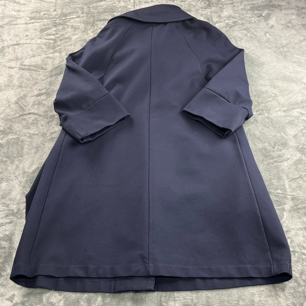 Joseph Ribkoff Jacket Women’s 2 Navy Ponte Knit Cocoon Drape Collar Avant Garde - Picture 14 of 15
